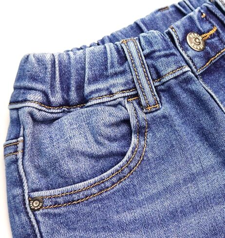 KIDSCOOL SPACE Big Girls Jeans, 5-14T Simple Design Boys Ribbed Waist Denim Pants in Kuwait