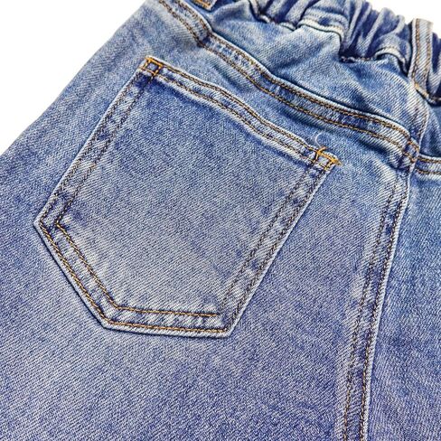 KIDSCOOL SPACE Big Girls Jeans, 5-14T Simple Design Boys Ribbed Waist Denim Pants in Kuwait