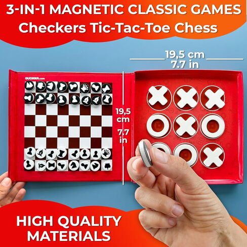 QUOKKA Magnet Game for Kids 3-5 - 3 in 1 Chess&Checkers&TicTacToe Game Kids Ages 4-8 - Travel I Road Trip I Plane I Car Ride - Magnetic Toddler Travel Toys in Saudi Arabia