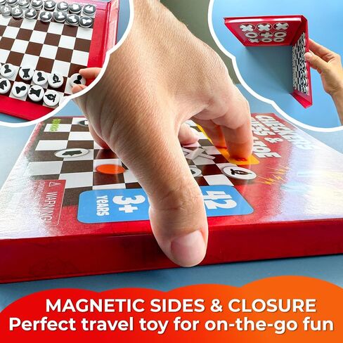 QUOKKA Magnet Game for Kids 3-5 - 3 in 1 Chess&Checkers&TicTacToe Game Kids Ages 4-8 - Travel I Road Trip I Plane I Car Ride - Magnetic Toddler Travel Toys in Saudi Arabia