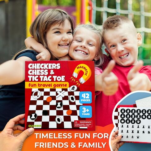 QUOKKA Magnet Game for Kids 3-5 - 3 in 1 Chess&Checkers&TicTacToe Game Kids Ages 4-8 - Travel I Road Trip I Plane I Car Ride - Magnetic Toddler Travel Toys in Saudi Arabia