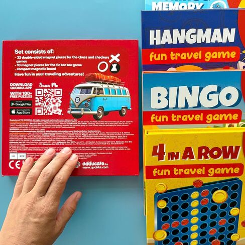 QUOKKA Magnet Game for Kids 3-5 - 3 in 1 Chess&Checkers&TicTacToe Game Kids Ages 4-8 - Travel I Road Trip I Plane I Car Ride - Magnetic Toddler Travel Toys in Saudi Arabia