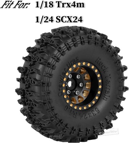 RC 1.0" Beadlock Wheels and Tires for RC Crawler 1/18 TRX4M,1/24 SCX24,Brass 1.0 Beadlock Wheels RC Rims w/ 1.0 Beadlocks Tires Soft Sticky Rubber Tires,4pcs,Style B in Kuwait