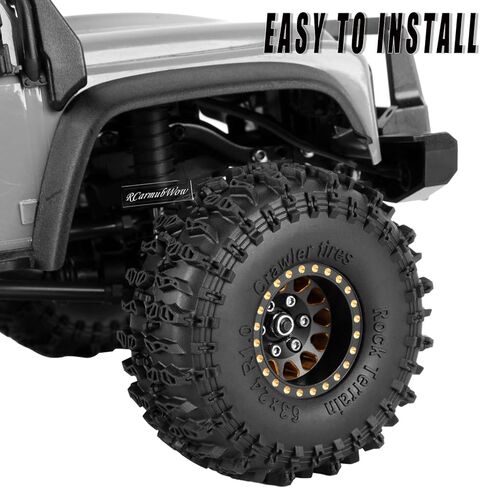 RC 1.0" Beadlock Wheels and Tires for RC Crawler 1/18 TRX4M,1/24 SCX24,Brass 1.0 Beadlock Wheels RC Rims w/ 1.0 Beadlocks Tires Soft Sticky Rubber Tires,4pcs,Style B in Kuwait