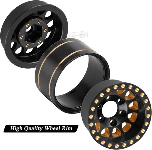 RC 1.0" Beadlock Wheels and Tires for RC Crawler 1/18 TRX4M,1/24 SCX24,Brass 1.0 Beadlock Wheels RC Rims w/ 1.0 Beadlocks Tires Soft Sticky Rubber Tires,4pcs,Style B in Kuwait