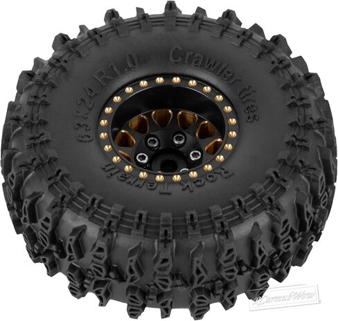 RC 1.0" Beadlock Wheels and Tires for RC Crawler 1/18 TRX4M,1/24 SCX24,Brass 1.0 Beadlock Wheels RC Rims w/ 1.0 Beadlocks Tires Soft Sticky Rubber Tires,4pcs,Style B in Kuwait