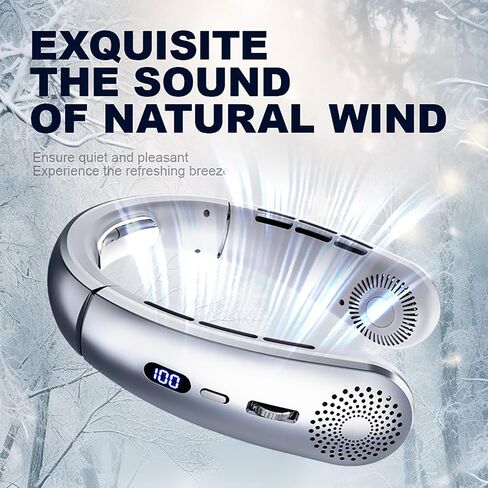 Portable Neck Fan, USB Rechargeable Hands-Free Bladeless Fan, 1-100 Adjustable Speeds, Quiet Wearable Fan for Outdoor and Indoor Use, Left-Right Angle Adjustable, Gift for Women and Men - Blue in Saudi Arabia