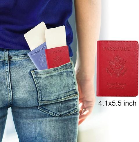 Passport and Vaccine Card Holder,Passport Slim Wallet,PU Leather Passport Case with CDC Vaccination Card Holder,Portable Travel Wallet for Women Men (Red) in Saudi Arabia