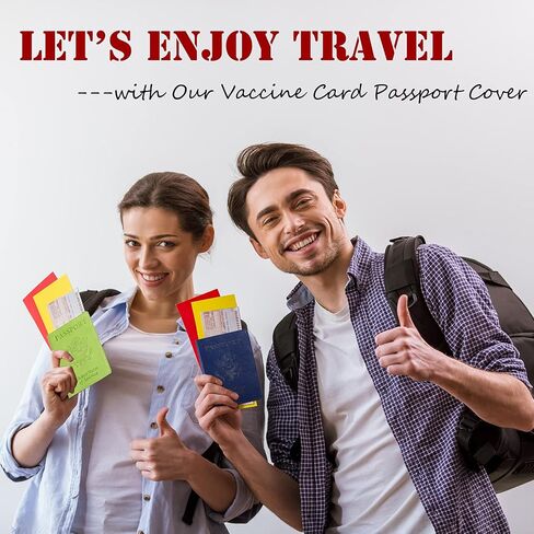 Passport and Vaccine Card Holder,Passport Slim Wallet,PU Leather Passport Case with CDC Vaccination Card Holder,Portable Travel Wallet for Women Men (Red) in Saudi Arabia