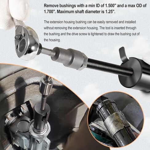 T-0160 تمديد الإسكان جلبة سائق مزيل المثبت أداة الذيل جلبة مجتذب عدة أداة نقل إزالة لجنرال موتورز 350، 180، 200، 200-4R، لجنرال موتورز بورج وارنر T5، Tremtec T-5، من الطراز العالمي T-5 in Kuwait