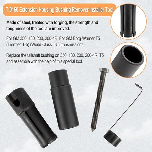 T-0160 تمديد الإسكان جلبة سائق مزيل المثبت أداة الذيل جلبة مجتذب عدة أداة نقل إزالة لجنرال موتورز 350، 180، 200، 200-4R، لجنرال موتورز بورج وارنر T5، Tremtec T-5، من الطراز العالمي T-5 in Kuwait
