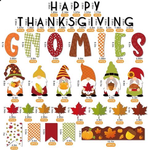 Whaline 66Pcs Fall Bulletin Board Kit Happy Thanksgiving Bulletin Board Set Gnome Maple Leaves Decoration Border Cutout with Glue Points for Fall Harvest Thanksgiving Classroom Office Home Decor in Saudi Arabia