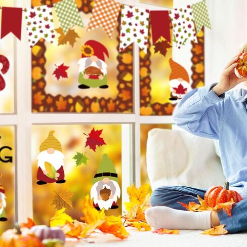 Whaline 66Pcs Fall Bulletin Board Kit Happy Thanksgiving Bulletin Board Set Gnome Maple Leaves Decoration Border Cutout with Glue Points for Fall Harvest Thanksgiving Classroom Office Home Decor in Saudi Arabia