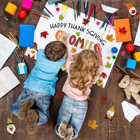 Whaline 66Pcs Fall Bulletin Board Kit Happy Thanksgiving Bulletin Board Set Gnome Maple Leaves Decoration Border Cutout with Glue Points for Fall Harvest Thanksgiving Classroom Office Home Decor in Saudi Arabia