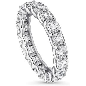 BERRICLE Sterling Silver Wedding Rings Asscher Cut Cubic Zirconia CZ Eternity Ring for Women, Rhodium Plated Size 4-10