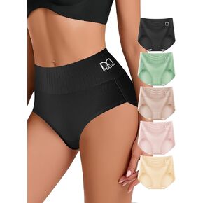 Women's Underwear Cotton Super High Waisted Briefs Full Coverage Breathable Postpartum Panties 5 Pack