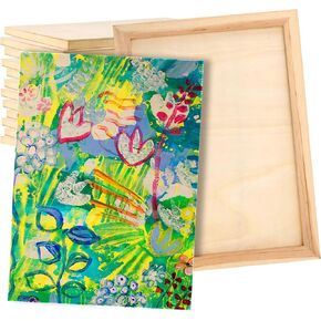 12 PCS Wood Canvas Boards, 9 x 12 Inch Wood Canvas Board Unfinished Wood Canvas Panels for Painting,Craft, String Art, DIY, Pouring