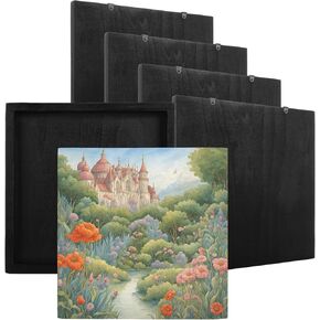 APACALI 6 PCS Wood Panels Boards for Painting 12x12 Inch Black Unfinished Wood Canvas Boards Painting, Blank Square Cradled Wood Panel for Painting, Craft Art Supply, Pouring, Staining,Wood Burning