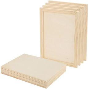 SOUJAP 8 Pack 9 x 12 Inch Wood Canvas Board, Unfinished Wooden Flat Panels, Wood Cradled Framed Canvas for Painting Craft Art