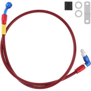 Windance 39inch/100cm 28 90 Degree M10 Brake Line Fit for Motorcycle Scooter ATV Dirt Pit Bike, Stainless Steel Braided Hydraulic Brake Oil Hose (Red)