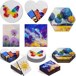 30 Pcs Mini Magnetic Canvas Panel Magnetic Canvas Boards Magnetic Painting Canvas Panel Various Size Magnetic Canvases for Painting Fridge Locker Art Crafts DIY