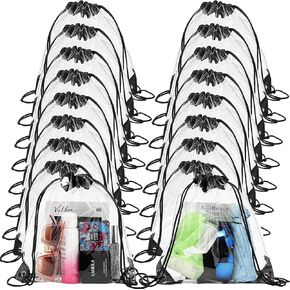 80 Pcs Clear Drawstring Backpack 11.8 Inch Waterproof Plastic Drawstring Bags Clear Bag for Stadium Events Bulk Drawstring Bags Sport Event Yoga Gym Concert Travel Beach Swimming Shopping