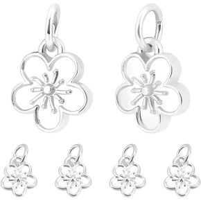 Beebeecraft 1 Box 40Pcs 14K Gold Plated Flower Charms Peach Blossom Dangle Charm Pendants with Jump Rings for DIY Bracelet Necklace Keychain Jewelry Making