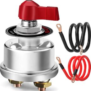 300A Battery Disconnect Switch, 2PCS Battery Cables 1.65FT 4AWG with 3/8 inch Lugs Battery Switch, Heavy Duty 12 Volt Battery Cut Off Shut Off Switch for RV Car Marine Camper Boat