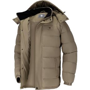CAMELSPORTS Mens Winter Coats Warm Jacket with Detachable Hood Water-Repellent Windproof Parkas Casual Jackets