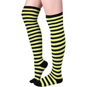Geyoga Halloween Women's High Striped Tights Socks over Knee Striped Long Stockings