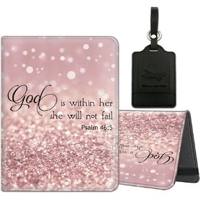 Passport Holder for Travel with Luggage Tag, PU Leather Passport Wallet with RFID Blocking for Women Men, Multi Card Slot Passport Cover Case, Sunflowers and Butterflies in Bloom