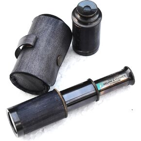 Maritime Telescope Collapsible Vintage Telescope, Nautical Spyglass Antique Monocular Pirate Decor Brass Decorative with Leather Box.
