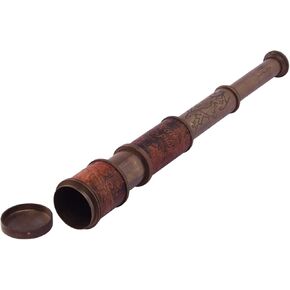 Nauticaz 16 inch Brass Telescope with Leather Case - Handheld Pirate Brass Spyglass
