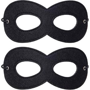 2 Pieces Black Felt Eye Mask,Halloween Costumes Masquerade Half Mask Cosplay Party Supplies for Adult Kids