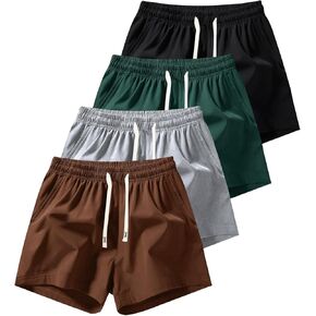 Men's 4-Pack Drawstring Pocket Shorts - Comfortable, Breathable, Multicolor & Sizes