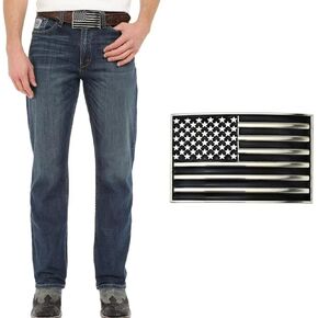 Native American Flag Square Belt Buckle Black Enamel Medium