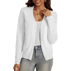 VOIANLIMO Womens Cardigan Lightweight Open Front Knit Long Sleeve Cardigans Sweaters for Women
