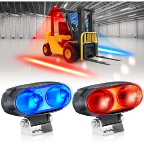 Dual-Color Forklift Safety Light – 20W Red and Blue LED Side Warning Lights with Adjustable Mounting Bracket for Pedestrian Safety in Warehouses and Industrial Environments,DC 12-110V