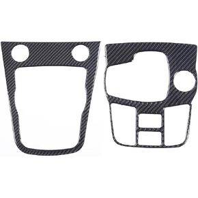 Fit for Jaguar F-Type 2013-2022 Car Center Console Gear Outer Panel Decoration Frame Real Carbon Fiber Shift Position Display Frame 2pcs (Black Carbon Fiber)