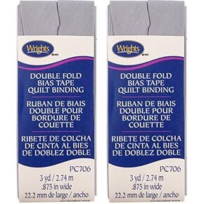 Wrights Medium Grey Double Fold Quilt Binding 7/8" X3yd, 1 Count (Pack of 1)