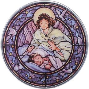 Stained Glass Panel - Little Girl Guardian Angel Stained Glass Window Hangings - Art Glass Window Treatments