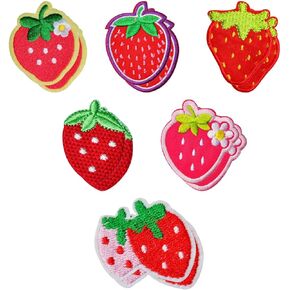 Strawberry Patches Iron On, 12 PCS Red Iron On Patches Sew On Applique, Cute Iron On Patches, Embroidered Decorative DIY for Clothes Jacket Jeans Backpack Hat
