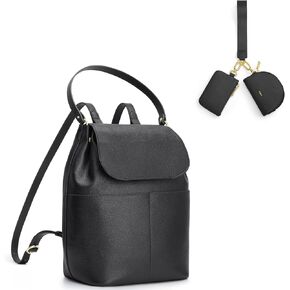 Kattee Leather Backpack Purse Bundle with Dual Pouch Wristlet Wallet