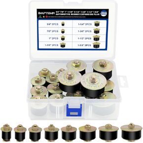 16PCS Expandable Freeze Rubber Plugs Kit, 8 Sizes Automotive Engine Rubber Expansion Freeze Plugs Fit Hole 3/4" 7/8" 1" 1-1/8" 1-1/4" 1-3/8" 1-1/2" 1-5/8"