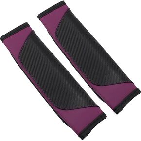 قطعتان من غطاء حزام مقعد السيارة من ألياف الكربون وأغطية حزام الأمان ووسادة الكتف وأغطية حزام الكتف ووسادة حزام الأمان المتوافقة مع السيارات (أحمر خمري) in Kuwait