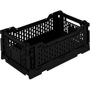 Simplify 15LT Collapsible Storage Crate | Large | Foldable | Stackable | Plastic Bin | Home Organization | Dorm | Office | Crafts | Shelf | Black