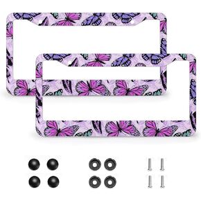Aluminum Yellow Flowers Metal License Plate Frame 2 Holes Personalized Decorative Waterproof Colorfast License Plate Frame Fits US and Canada Standard License Plates 2 PCS 12.2 x 6.3 in