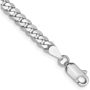 IceCarats 14K Solid White Gold 3.9mm Curb Link Chain Bracelet