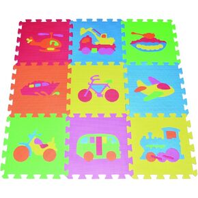 POCO DIVO Transportation Puzzles Play Mat, 9-Tile EVA Foam, Education Kids Safety Playmet, Soft Color Floor