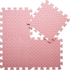Coolcandy Solid Colored Foam Play Mat, 12"*12" Each Mat丨Non-Toxic Soft Baby Play Mat, 0.4" Thickened Square Interlocking Floor Mats - Toddler Playmat for Playing, Exercise(Loli Pink/16 Tiles)